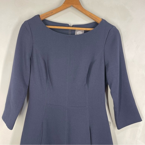 NWT Vince Camuto Crepe A-Line Dress  Navy Blue Size 6 - Picture 3 of 11